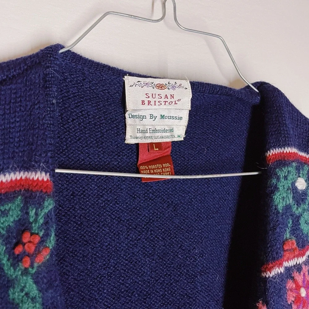 Vintage Susan Bristol Hand Embroidered Sweater Vest Design By Moussie - Picture 3 of 7
